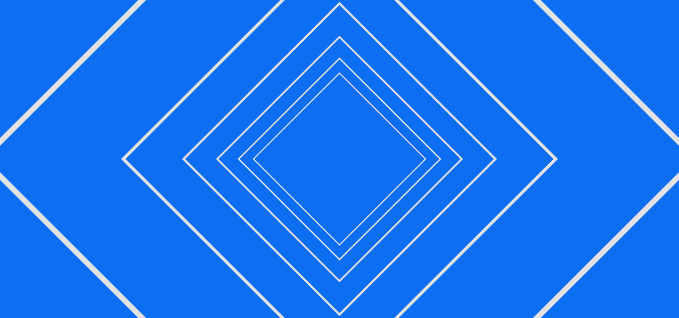 Repeated white diamond outlines forming a geometric depth illusion on blue.