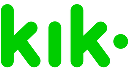 Kik Messenger logo in bright green rounded lowercase font on black background