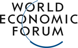 World Economic Forum logo with dark typography and blue circular arc
